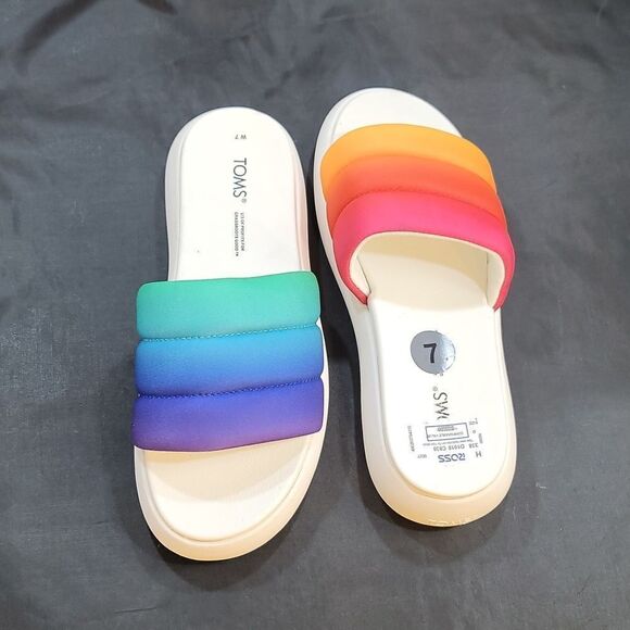 BRAND NEW TOMS ALPHARETTA MALLOW SLIDE WOMEN'S RAINBOW SHOES CASUAL SAN… - Picture 6 of 16